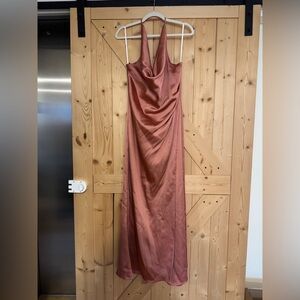 Halston Heritage Satin Halter Dress